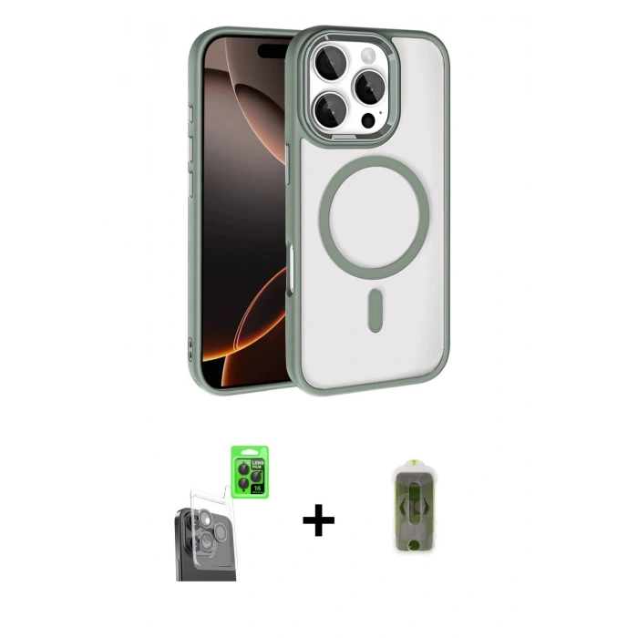 MARSİLYAN™- iPhone 16 Pro Max Kılıf Kıvılcım Prime - Siyah Joko Magic 5D Hayalet Cam + Raze Metal Kamera Lens - SH