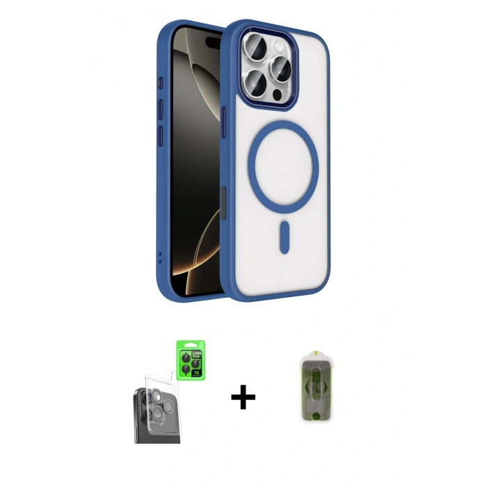 MARSİLYAN™- iPhone 16 Pro Max Kılıf Kıvılcım Prime - Siyah Joko Magic 5D Hayalet Cam + Raze Metal Kamera Lens - SH