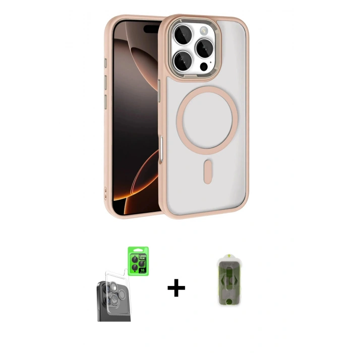 MARSİLYAN™- iPhone 16 Pro Max Kılıf Kıvılcım Prime - Siyah Joko Magic 5D Hayalet Cam + Raze Metal Kamera Lens - SH