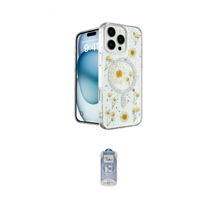 MARSİLYAN™- iPhone 16 Pro Max Kılıf Kozmos Doku - Siyah Joko Magic 5D Cam