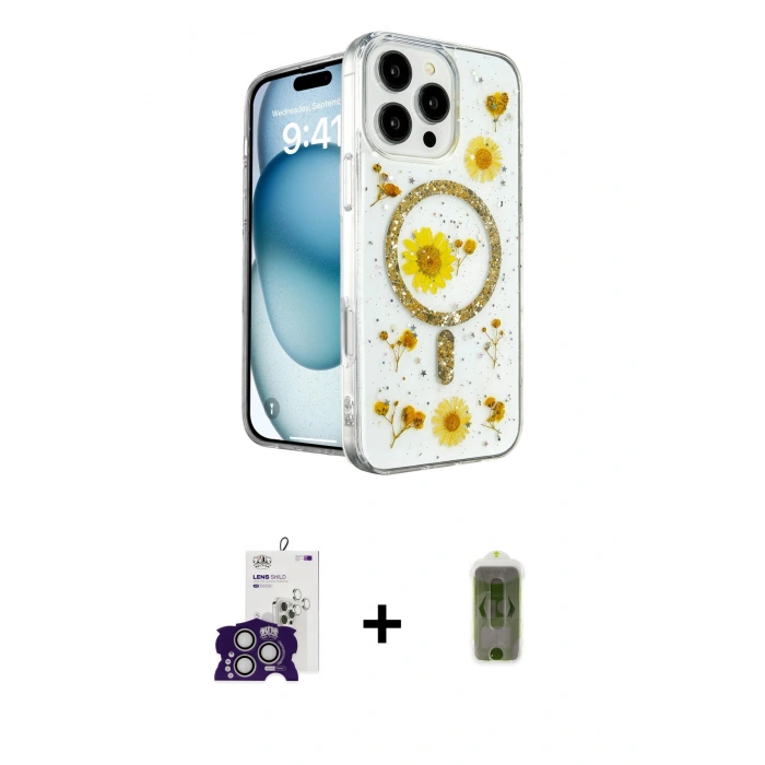 MARSİLYAN™- iPhone 16 Pro Max Kılıf Kozmos Doku - Siyah Joko Magic 5D Hayalet Cam + Bilvis Titan Kamera Lens - GS