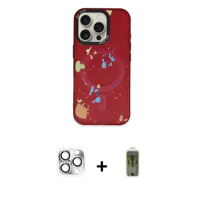 MARSİLYAN™- iPhone 16 Pro Max Kılıf Kozmos Doku - Siyah Joko Magic 5D Hayalet Cam + Pers Alüminyum Kamera Lens - GS
