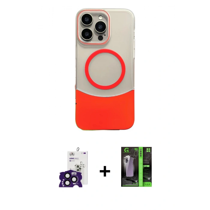 MARSİLYAN™- iPhone 16 Pro Max Kılıf Kozmos Form Özel Seri - Şeffaf 360 Full Body Arka Koruyucu + Bilvis Titan Kamera Lens - SH