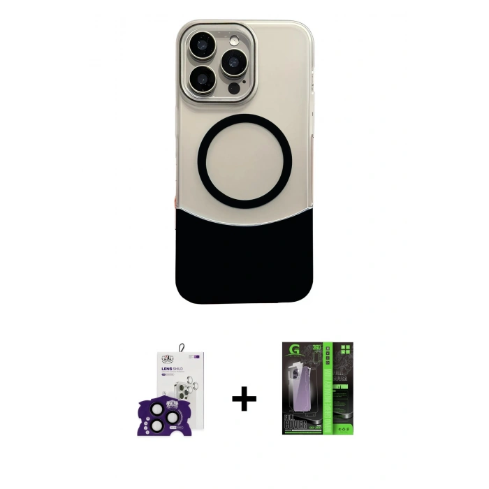 MARSİLYAN™- iPhone 16 Pro Max Kılıf Kozmos Form Özel Seri - Şeffaf 360 Full Body Arka Koruyucu + Bilvis Titan Kamera Lens - SH