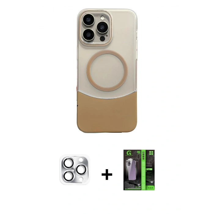 MARSİLYAN™- iPhone 16 Pro Max Kılıf Kozmos Form Özel Seri - Şeffaf 360 Full Body Arka Koruyucu + Pers Alüminyum Kamera Lens - GS