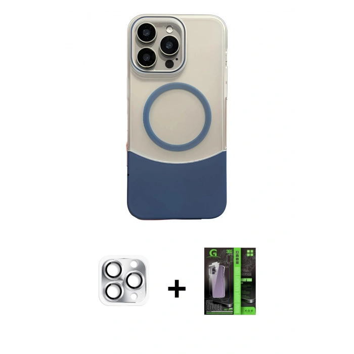 MARSİLYAN™- iPhone 16 Pro Max Kılıf Kozmos Form Özel Seri - Şeffaf 360 Full Body Arka Koruyucu + Pers Alüminyum Kamera Lens - GS