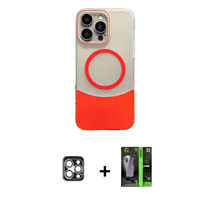 MARSİLYAN™- iPhone 16 Pro Max Kılıf Kozmos Form Özel Seri - Şeffaf 360 Full Body Arka Koruyucu + PVD Metal Kamera Lens - GS