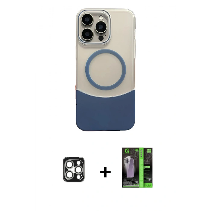 MARSİLYAN™- iPhone 16 Pro Max Kılıf Kozmos Form Özel Seri - Şeffaf 360 Full Body Arka Koruyucu + PVD Metal Kamera Lens - GS