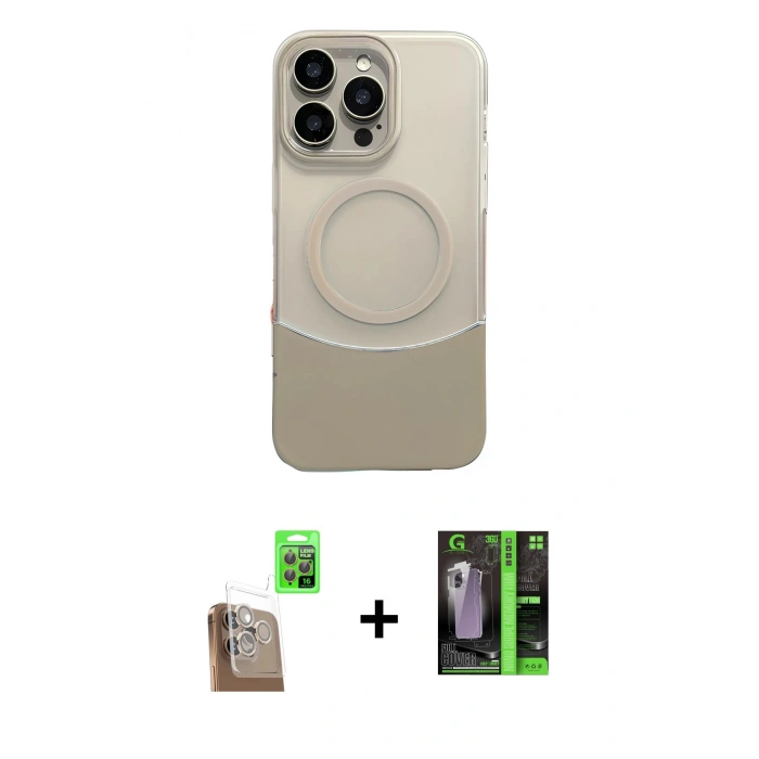 MARSİLYAN™- iPhone 16 Pro Max Kılıf Kozmos Form Özel Seri - Şeffaf 360 Full Body Arka Koruyucu + Raze Metal Kamera Lens - CLTM