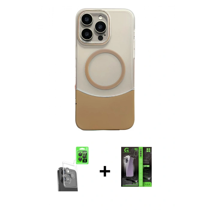 MARSİLYAN™- iPhone 16 Pro Max Kılıf Kozmos Form Özel Seri - Şeffaf 360 Full Body Arka Koruyucu + Raze Metal Kamera Lens - SH