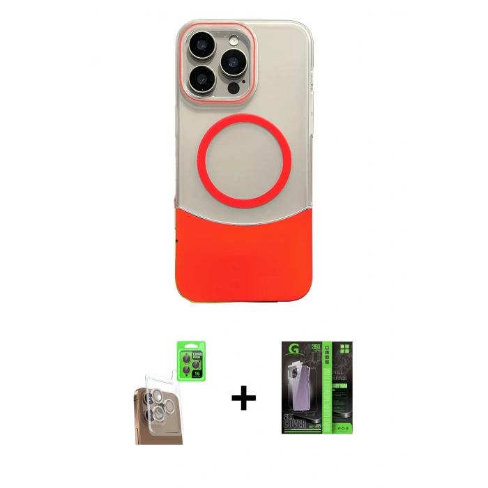 MARSİLYAN™- iPhone 16 Pro Max Kılıf Kozmos Form Özel Seri - Şeffaf 360 Full Body Arka Koruyucu + Raze Metal Kamera Lens - CLTM