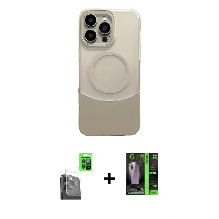 MARSİLYAN™- iPhone 16 Pro Max Kılıf Kozmos Form Özel Seri - Şeffaf 360 Full Body Arka Koruyucu + Raze Metal Kamera Lens - SH