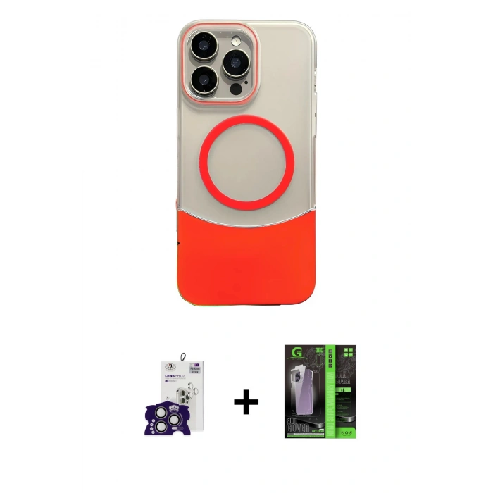 MARSİLYAN™- iPhone 16 Pro Max Kılıf Kozmos Form Özel Seri - Şeffaf 360 Full Body Arka Koruyucu + Titanyum Gri Bilvis Titan Kamera Lens