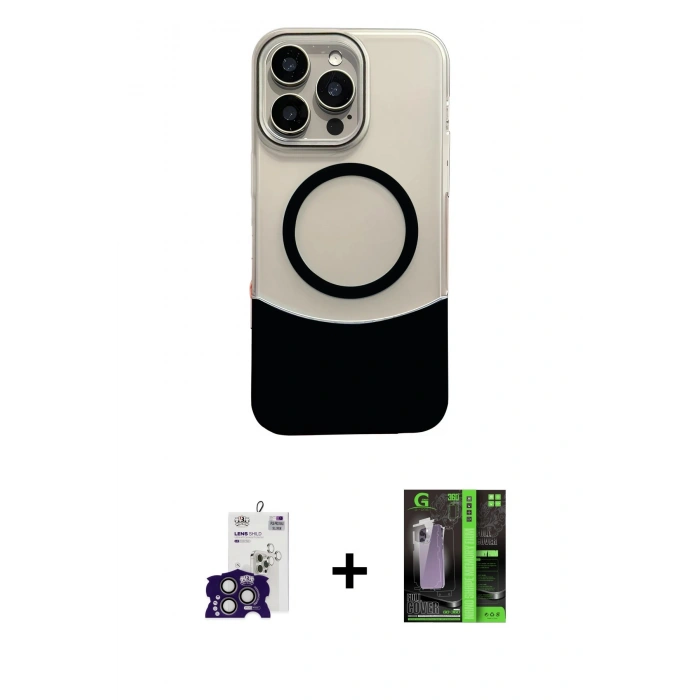 MARSİLYAN™- iPhone 16 Pro Max Kılıf Kozmos Form Özel Seri - Şeffaf 360 Full Body Arka Koruyucu + Titanyum Gri Bilvis Titan Kamera Lens