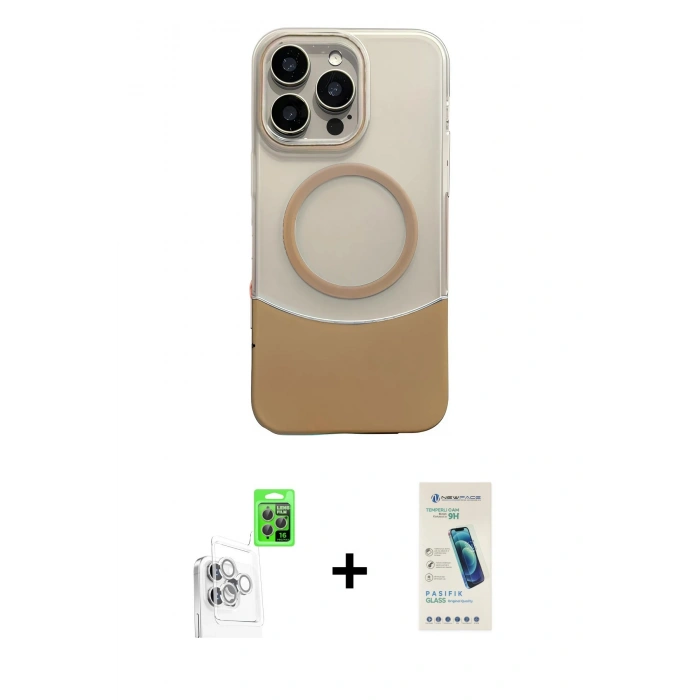 MARSİLYAN™- iPhone 16 Pro Max Kılıf Kozmos Form Özel Seri - Şeffaf Pasifik Cam Ekran Koruyucu + Beyaz Raze Metal Kamera Lens