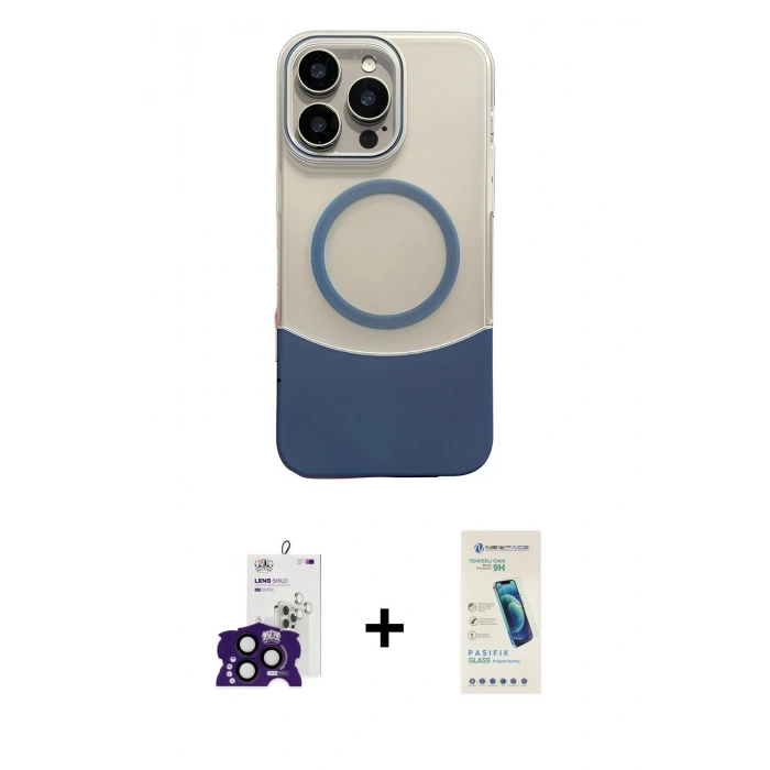 MARSİLYAN™- iPhone 16 Pro Max Kılıf Kozmos Form Özel Seri - Şeffaf Pasifik Cam Ekran Koruyucu + Bilvis Titan Kamera Lens - SH