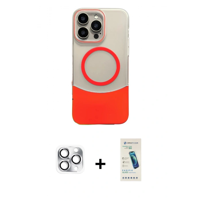 MARSİLYAN™- iPhone 16 Pro Max Kılıf Kozmos Form Özel Seri - Şeffaf Pasifik Cam Ekran Koruyucu + Gümüş Pers Alüminyum Kamera Lens