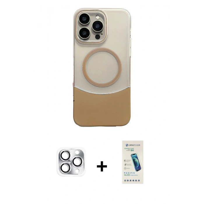 MARSİLYAN™- iPhone 16 Pro Max Kılıf Kozmos Form Özel Seri - Şeffaf Pasifik Cam Ekran Koruyucu + Gümüş Pers Alüminyum Kamera Lens