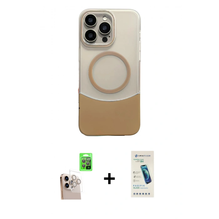 MARSİLYAN™- iPhone 16 Pro Max Kılıf Kozmos Form Özel Seri - Şeffaf Pasifik Cam Ekran Koruyucu + Raze Metal Kamera Lens - NLGY