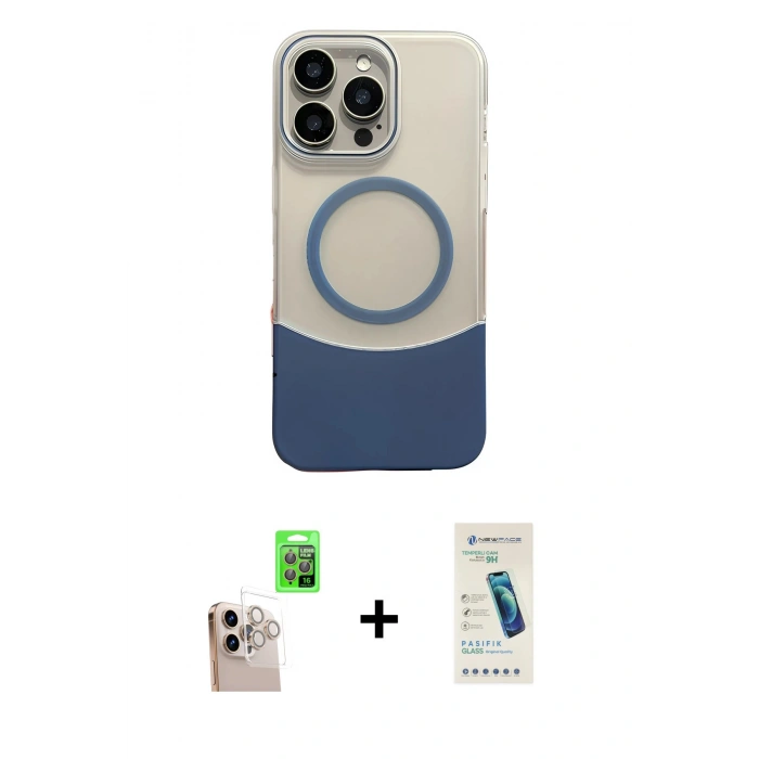 MARSİLYAN™- iPhone 16 Pro Max Kılıf Kozmos Form Özel Seri - Şeffaf Pasifik Cam Ekran Koruyucu + Raze Metal Kamera Lens - NLGY