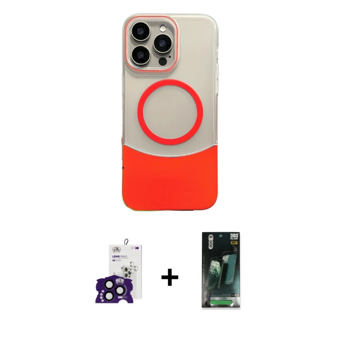 MARSİLYAN™- iPhone 16 Pro Max Kılıf Kozmos Form Özel Seri - Siyah 360 Mat Full Body Arka Koruyucu + Bilvis Titan Kamera Lens - SH