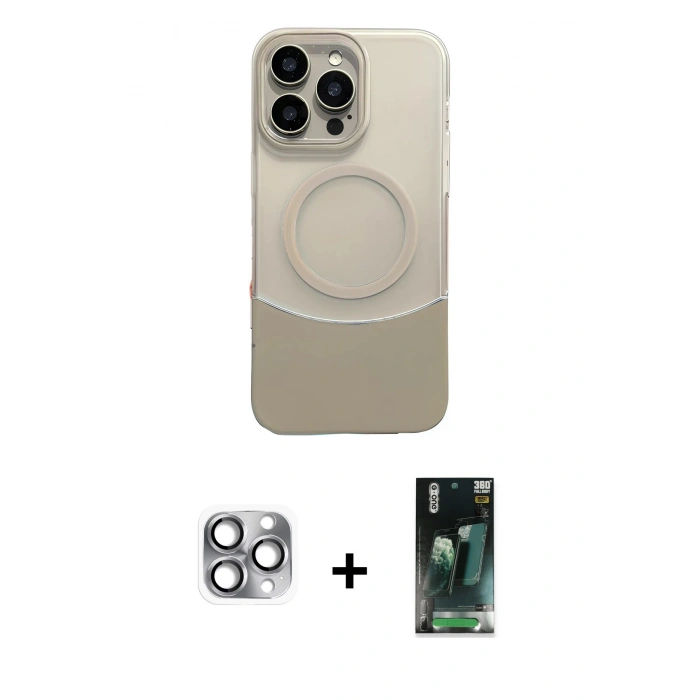 MARSİLYAN™- iPhone 16 Pro Max Kılıf Kozmos Form Özel Seri - Siyah 360 Mat Full Body Arka Koruyucu + Pers Alüminyum Kamera Lens - GI