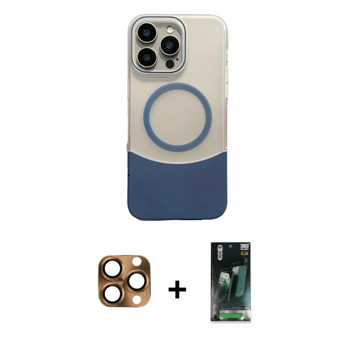 MARSİLYAN™- iPhone 16 Pro Max Kılıf Kozmos Form Özel Seri - Siyah 360 Mat Full Body Arka Koruyucu + Pers Alüminyum Kamera Lens - CLTM