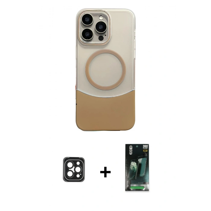 MARSİLYAN™- iPhone 16 Pro Max Kılıf Kozmos Form Özel Seri - Siyah 360 Mat Full Body Arka Koruyucu + PVD Metal Kamera Lens - SH