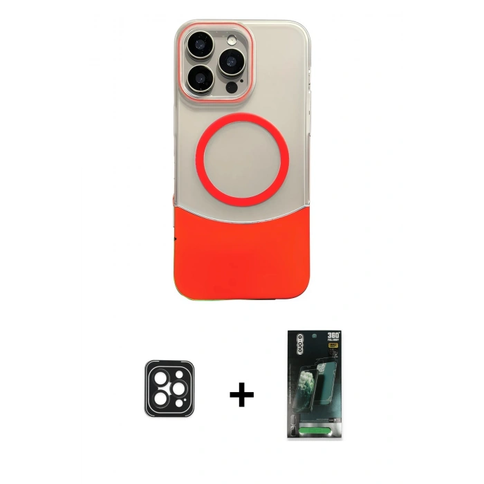 MARSİLYAN™- iPhone 16 Pro Max Kılıf Kozmos Form Özel Seri - Siyah 360 Mat Full Body Arka Koruyucu + PVD Metal Kamera Lens - SH