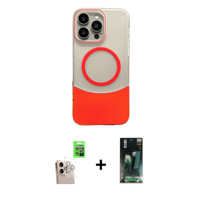 MARSİLYAN™- iPhone 16 Pro Max Kılıf Kozmos Form Özel Seri - Siyah 360 Mat Full Body Arka Koruyucu + Raze Metal Kamera Lens - NLGY