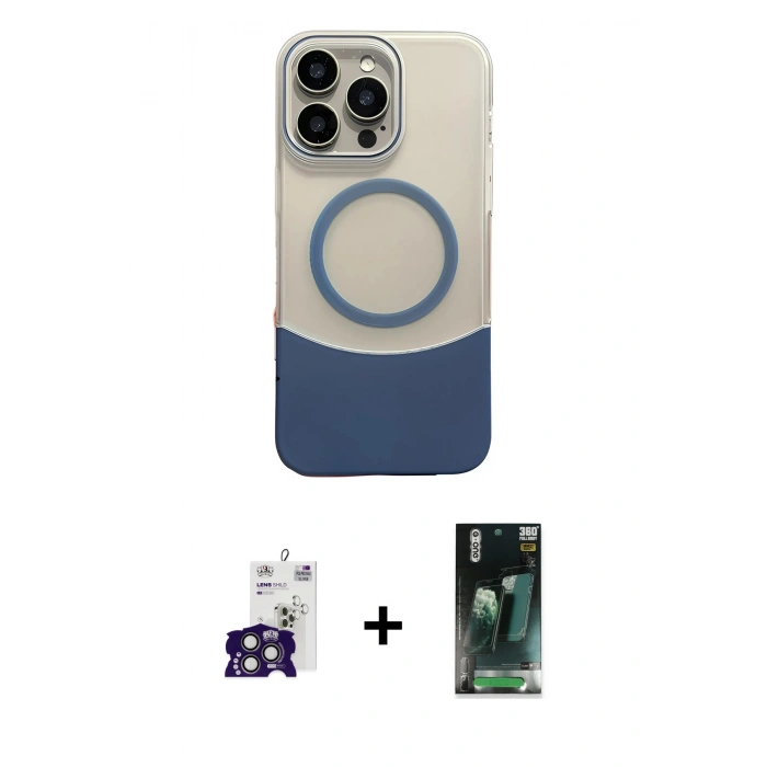MARSİLYAN™- iPhone 16 Pro Max Kılıf Kozmos Form Özel Seri - Siyah 360 Mat Full Body Arka Koruyucu + Bilvis Titan Kamera Lens - TMGI