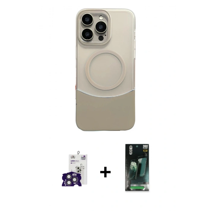 MARSİLYAN™- iPhone 16 Pro Max Kılıf Kozmos Form Özel Seri - Siyah 360 Mat Full Body Arka Koruyucu + Bilvis Titan Kamera Lens - TMGI