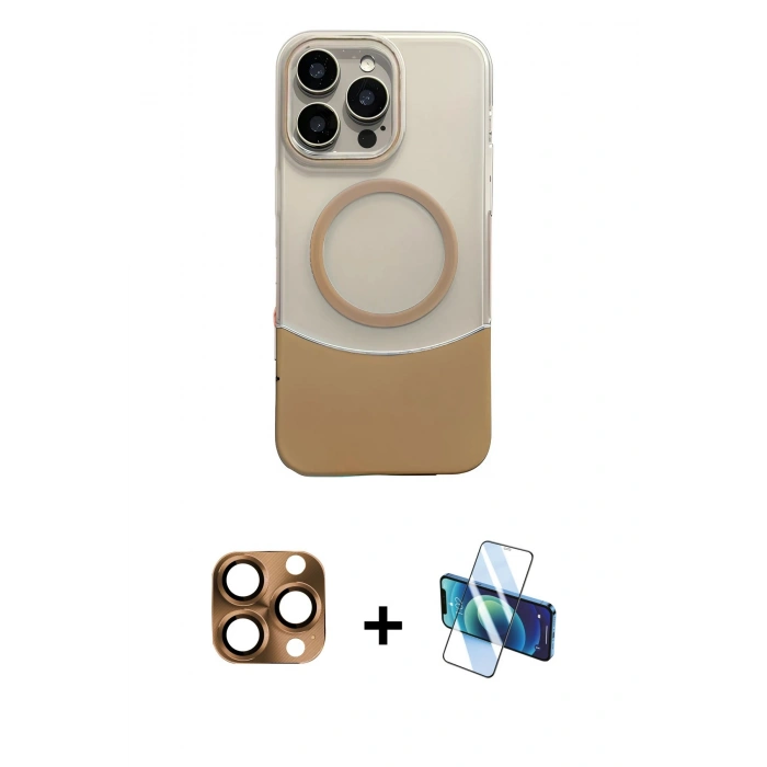 MARSİLYAN™- iPhone 16 Pro Max Kılıf Kozmos Form Özel Seri - Siyah 3D Antistatik Cam Ekran Koruyucu + Pers Alüminyum Kamera Lens - CLTM