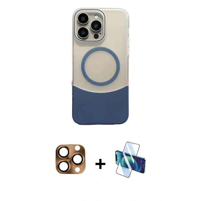 MARSİLYAN™- iPhone 16 Pro Max Kılıf Kozmos Form Özel Seri - Siyah 3D Antistatik Cam Ekran Koruyucu + Pers Alüminyum Kamera Lens - CLTM