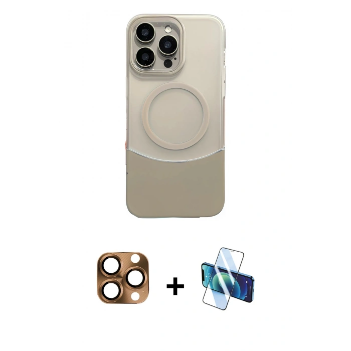 MARSİLYAN™- iPhone 16 Pro Max Kılıf Kozmos Form Özel Seri - Siyah 3D Antistatik Cam Ekran Koruyucu + Pers Alüminyum Kamera Lens - CLTM