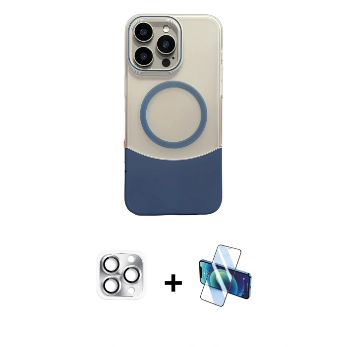 MARSİLYAN™- iPhone 16 Pro Max Kılıf Kozmos Form Özel Seri - Siyah 3D Antistatik Cam Ekran Koruyucu + Pers Alüminyum Kamera Lens - GS