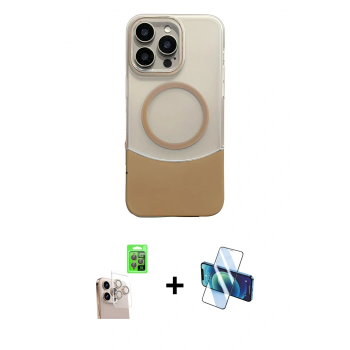 MARSİLYAN™- iPhone 16 Pro Max Kılıf Kozmos Form Özel Seri - Siyah 3D Antistatik Cam Ekran Koruyucu + Raze Metal Kamera Lens - NLGY