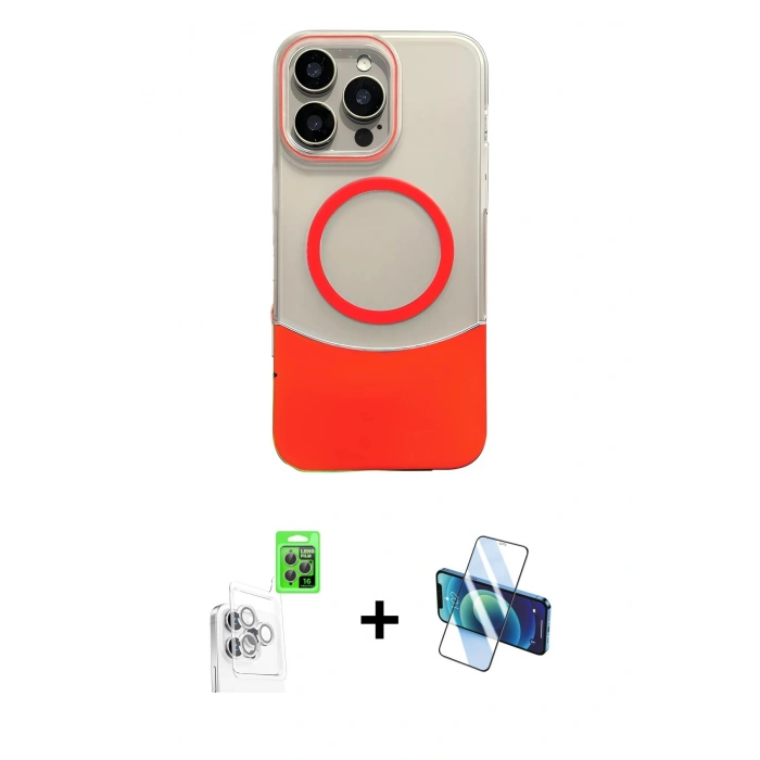 MARSİLYAN™- iPhone 16 Pro Max Kılıf Kozmos Form Özel Seri - Siyah 3D Antistatik Cam Ekran Koruyucu + Raze Metal Kamera Lens - BZ