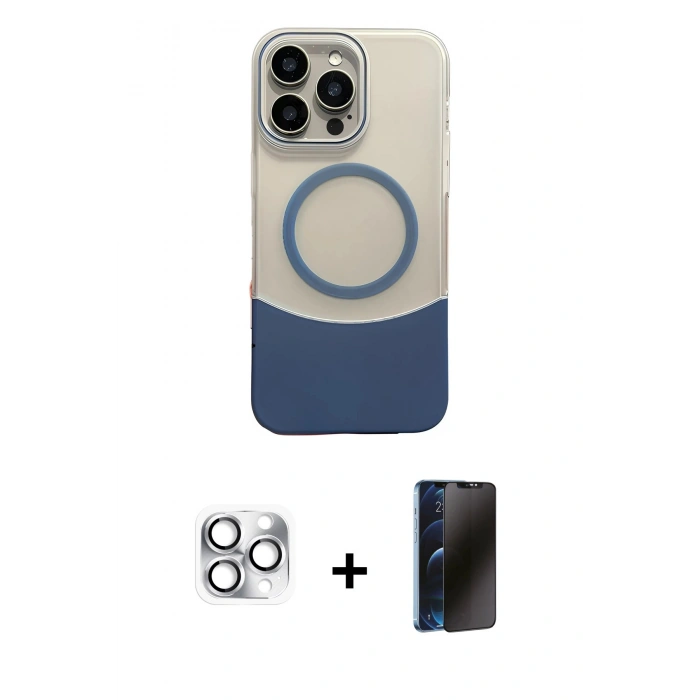 MARSİLYAN™- iPhone 16 Pro Max Kılıf Kozmos Form Özel Seri - Siyah 3D Antistatik Hayalet Cam Ekran Koruyucu + Pers Alüminyum Kamera Lens - GS