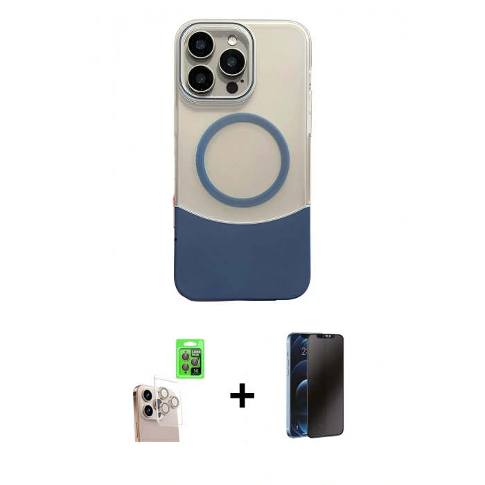 MARSİLYAN™- iPhone 16 Pro Max Kılıf Kozmos Form Özel Seri - Siyah 3D Antistatik Hayalet Cam Ekran Koruyucu + Raze Metal Kamera Lens - NLGY