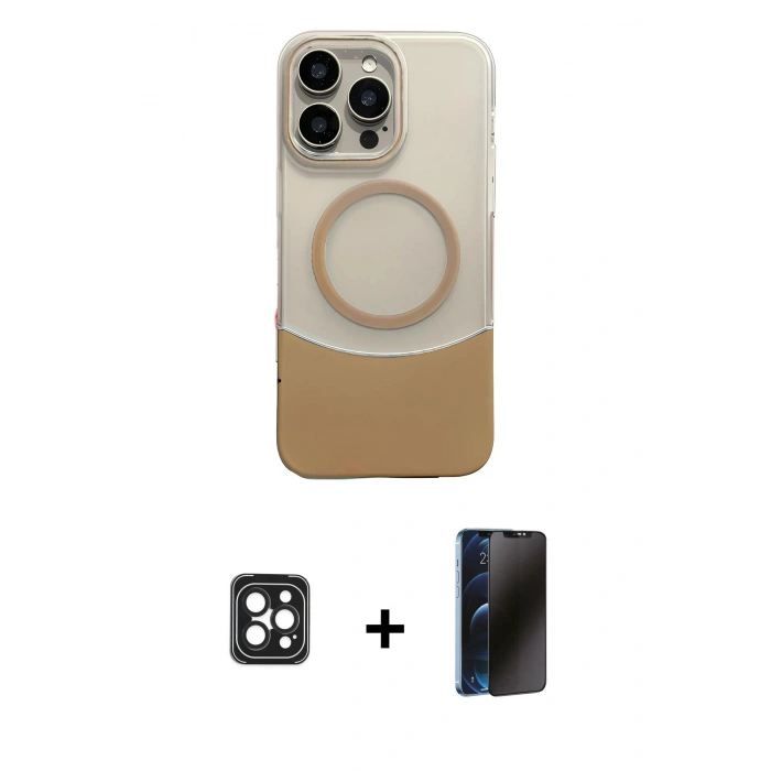 MARSİLYAN™- iPhone 16 Pro Max Kılıf Kozmos Form Özel Seri - Siyah 3D Antistatik Hayalet Cam Ekran Koruyucu + PVD Metal Kamera Lens - SH