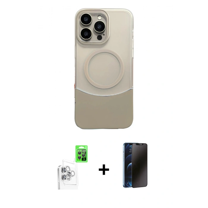 MARSİLYAN™- iPhone 16 Pro Max Kılıf Kozmos Form Özel Seri - Siyah 3D Antistatik Hayalet Cam Ekran Koruyucu + Raze Metal Kamera Lens - BZ