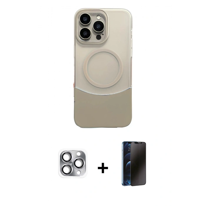 MARSİLYAN™- iPhone 16 Pro Max Kılıf Kozmos Form Özel Seri - Siyah 3D Antistatik Hayalet Cam Ekran Koruyucu + Pers Alüminyum Kamera Lens - GI