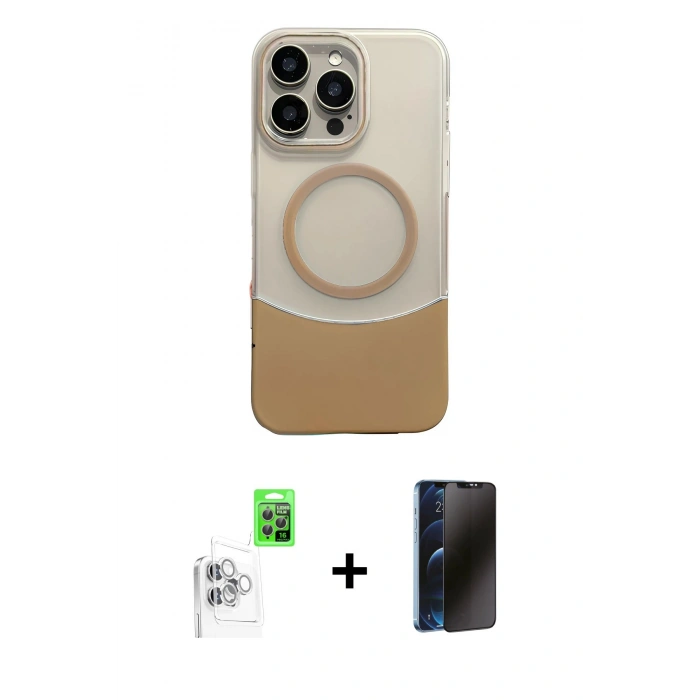MARSİLYAN™- iPhone 16 Pro Max Kılıf Kozmos Form Özel Seri - Siyah 3D Antistatik Hayalet Cam Ekran Koruyucu + Raze Metal Kamera Lens - BZ