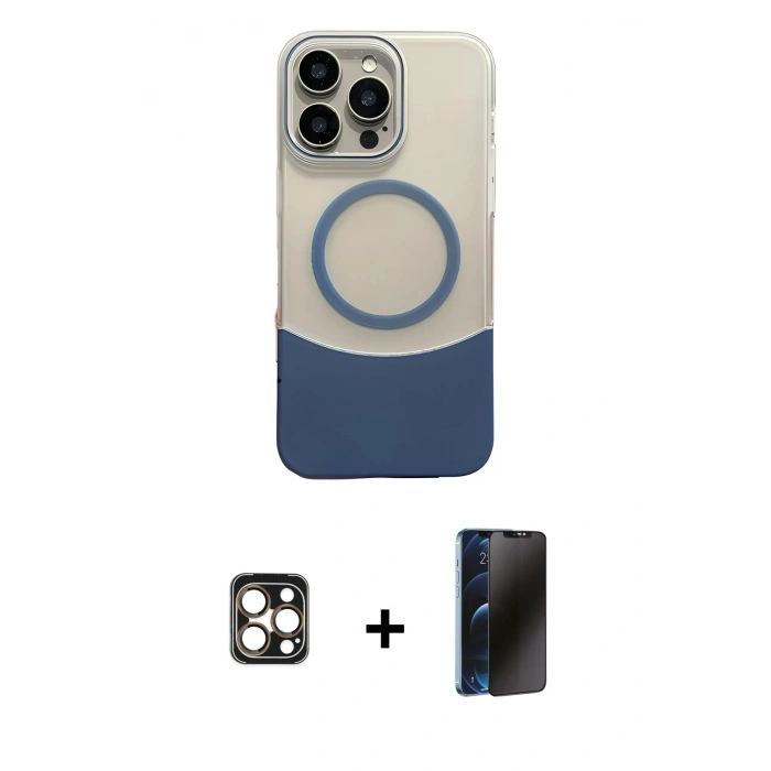 MARSİLYAN™- iPhone 16 Pro Max Kılıf Kozmos Form Özel Seri - Siyah 3D Antistatik Hayalet Cam Ekran Koruyucu + PVD Metal Kamera Lens - GD