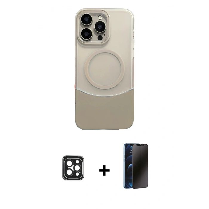 MARSİLYAN™- iPhone 16 Pro Max Kılıf Kozmos Form Özel Seri - Siyah 3D Antistatik Hayalet Cam Ekran Koruyucu + PVD Metal Kamera Lens - SH