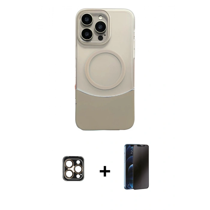 MARSİLYAN™- iPhone 16 Pro Max Kılıf Kozmos Form Özel Seri - Siyah 3D Antistatik Hayalet Cam Ekran Koruyucu + PVD Metal Kamera Lens - GD