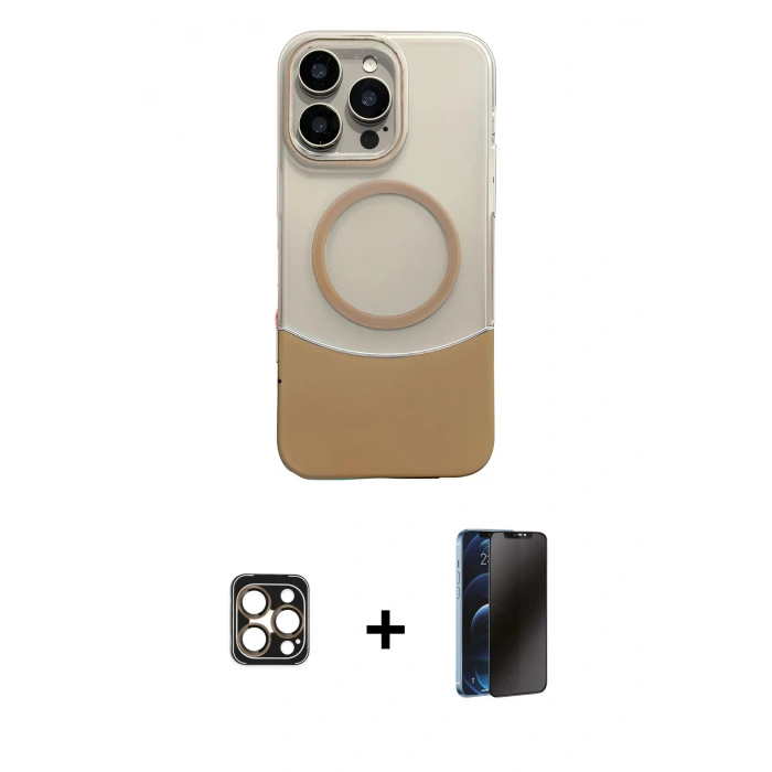 MARSİLYAN™- iPhone 16 Pro Max Kılıf Kozmos Form Özel Seri - Siyah 3D Antistatik Hayalet Cam Ekran Koruyucu + PVD Metal Kamera Lens - GD