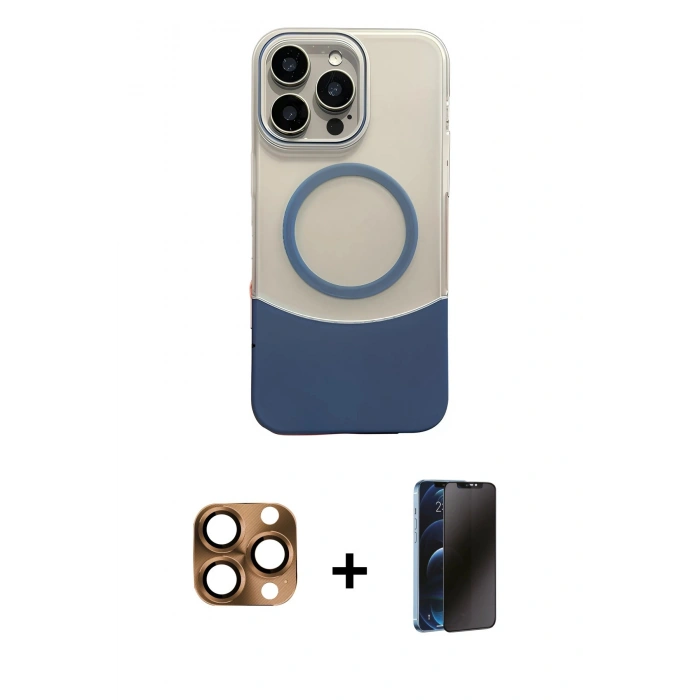 MARSİLYAN™- iPhone 16 Pro Max Kılıf Kozmos Form Özel Seri - Siyah 3D Antistatik Hayalet Cam Ekran Koruyucu + Pers Alüminyum Kamera Lens - CLTM