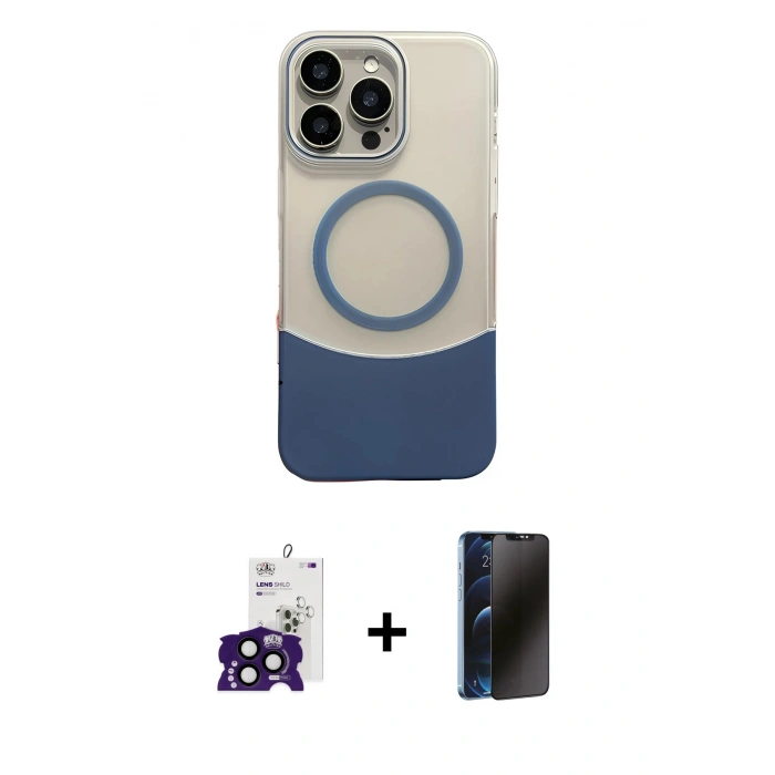 MARSİLYAN™- iPhone 16 Pro Max Kılıf Kozmos Form Özel Seri - Siyah 3D Antistatik Hayalet Cam Ekran Koruyucu + Bilvis Titan Kamera Lens - SH